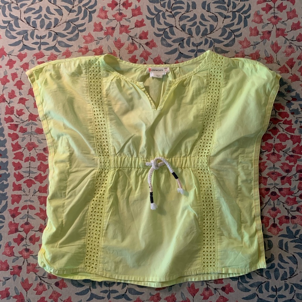 Crew Cuts fluorescent yellow eyelet tunic